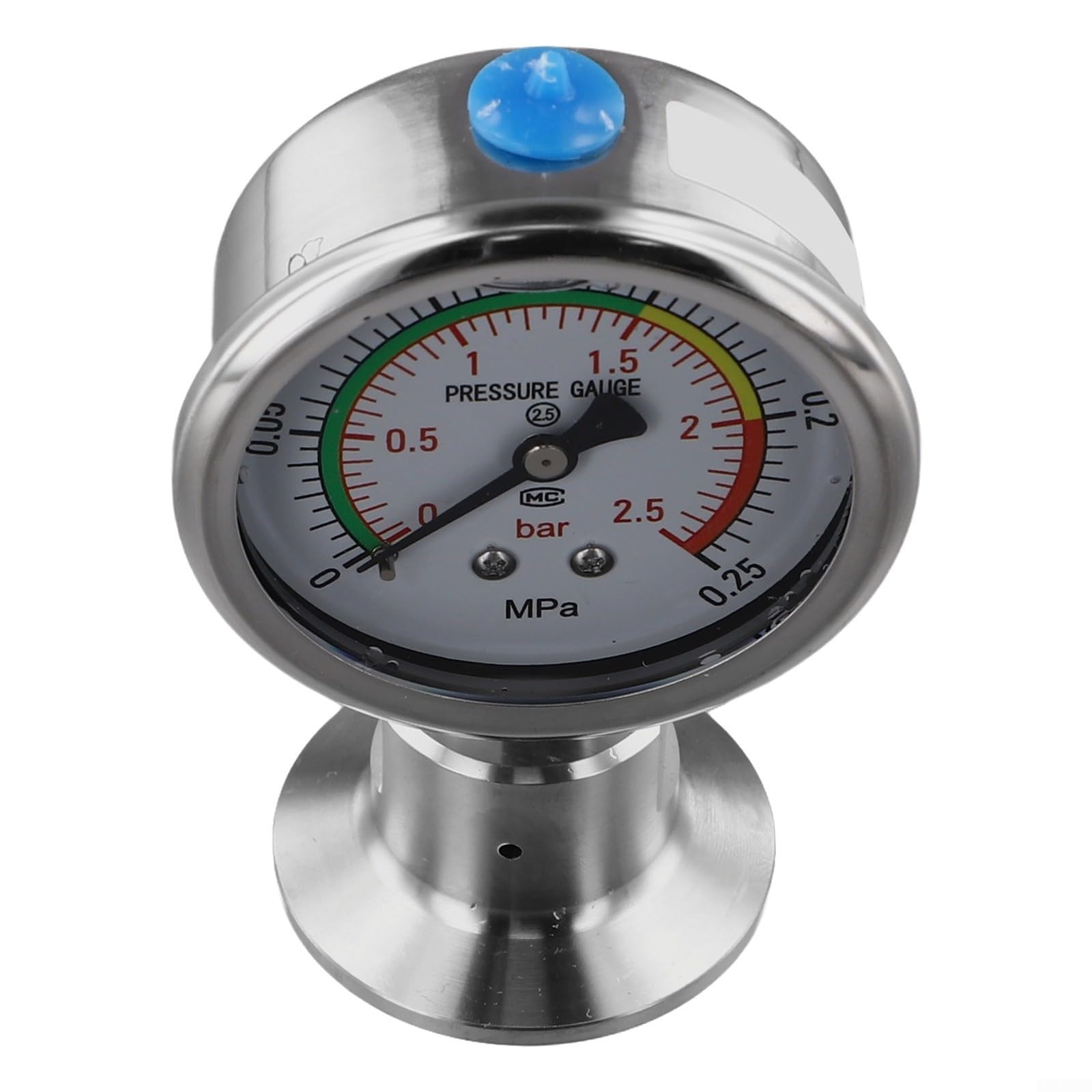 Manometro a membrana 0-0,25 MPa per manometro a membrana in acciaio inox | Gamma 0-0,25 MPa, membrana 316L, resistente all'usura, resistente alla corrosione, alta precisione