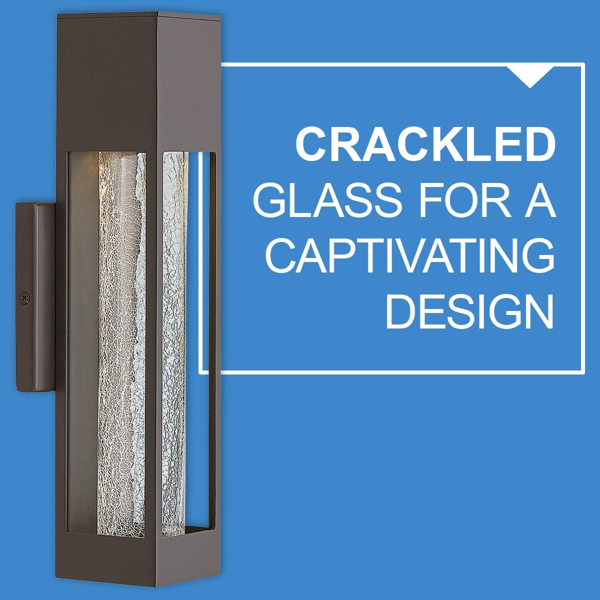 Hinkley Vapor 21" Medium Outdoor Wall Sconce – Modern, Aluminum, Crackled Glass, ADA Compliant, GU10 LED Compatible, Porch Patio Entryway Garage – Buckeye Bronze Finish