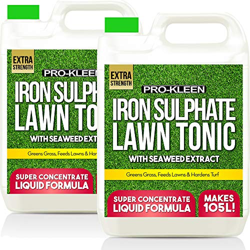 Pro-Kleen Lawn Tonic Liquid Iron Sulphate Quality Ferrous Conditioner, Fertiliser, Grass Greener, Turf Hardener, Long-Lasting for a Healthier Looking Garden | Helps Prevent Lawn Disease (2 x 5 Litres)