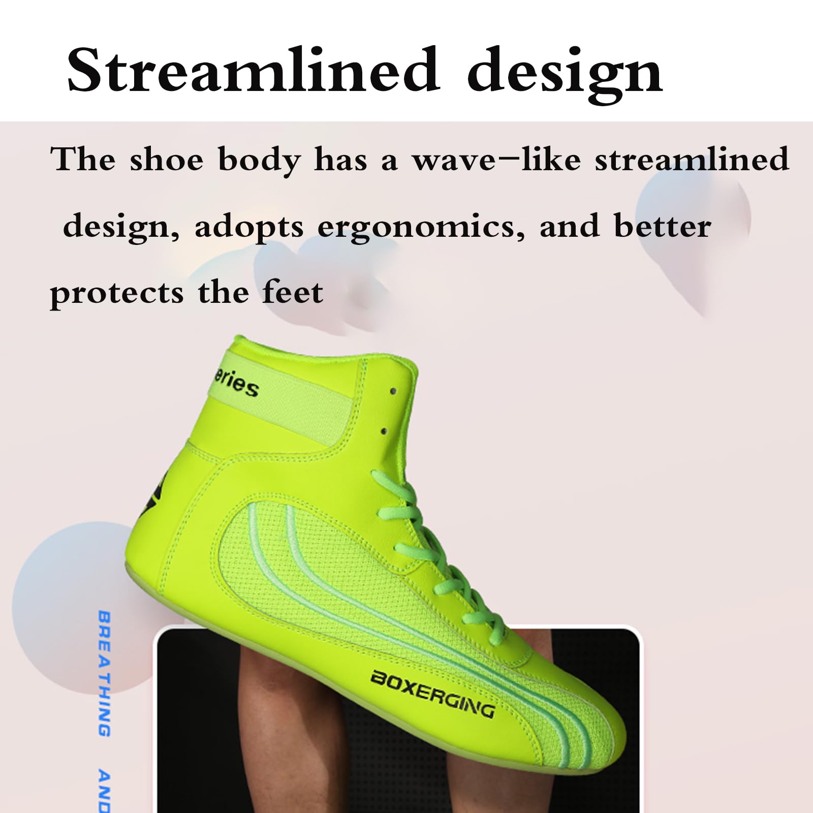 Scarpe da Boxe,Scarpe Boxe Uomo,Scarpe da Boxe Alte,Scarpe da Boxe Traspiranti,Traspirante,Suola in Gomma,Antiscivolo,Comfort,Bodybuilding,Stacco,Sollevamento Pesi,Wrestling