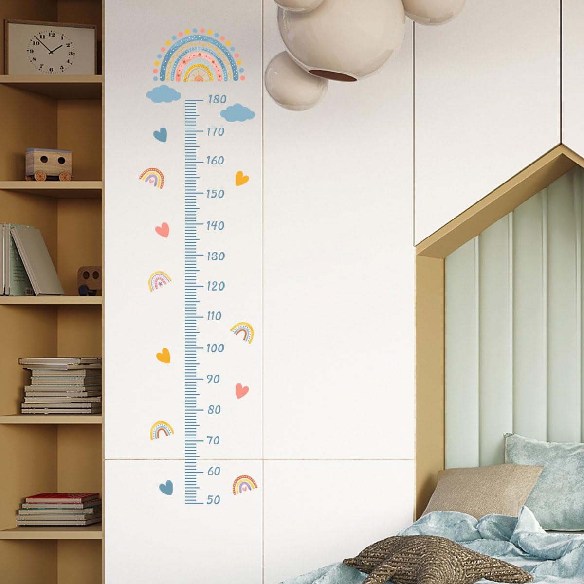 Baby Height Growth Chart,Baby Growth Chart,Wall Hanging Height Measuring Ruler,Wall Hanging Growth Chart,Animal Height Chart Wall Sticker for Kids,Removable Wall Decoration,50-180CM (Blue) - Image 3