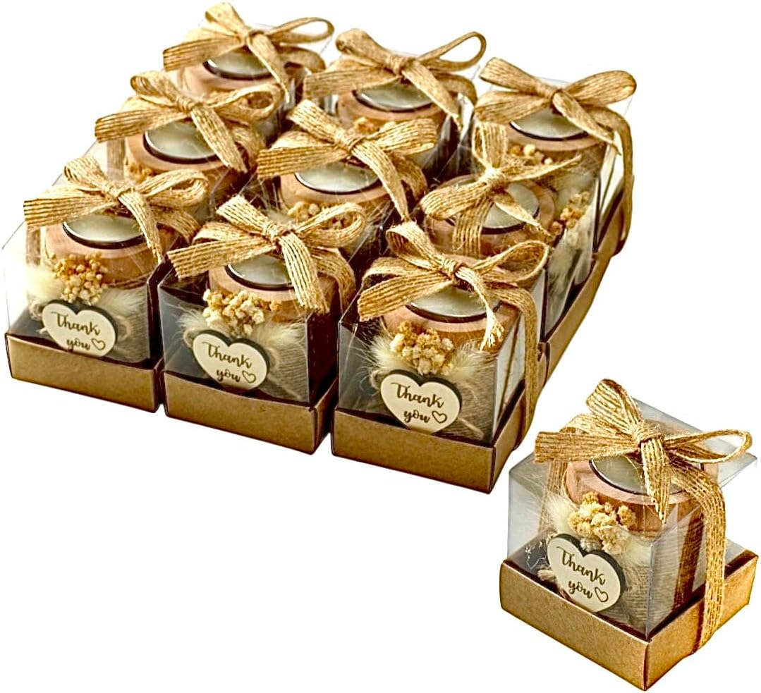 Wooden Candle Holders with Gift Box & Thank You Tag (20 pack)