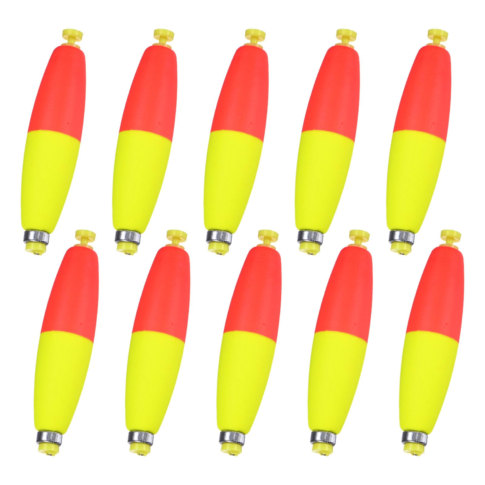 M METERXITY 10-Pack Fishing Bobbers Floats, 96mm EVA Foam Weighted Bobbers for Crappie/Bluegill/Trout Bass/Catfish, Clip-on Floats Slip Corks Floaters Strong Buoys [Red & Yellow]