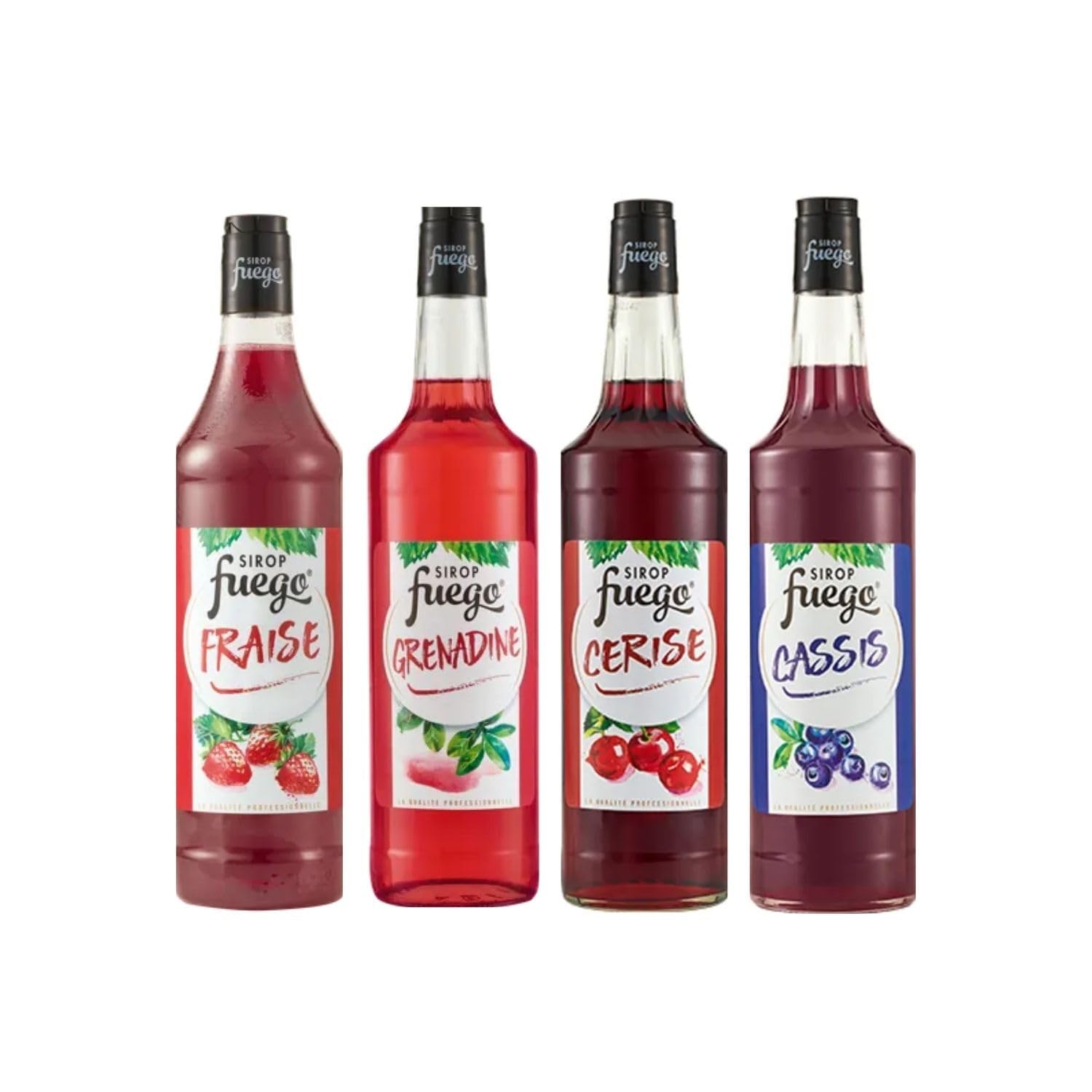 Jarabe – Fuego, fresa, granadina, cereza, grosella negra (4 x 1 L)