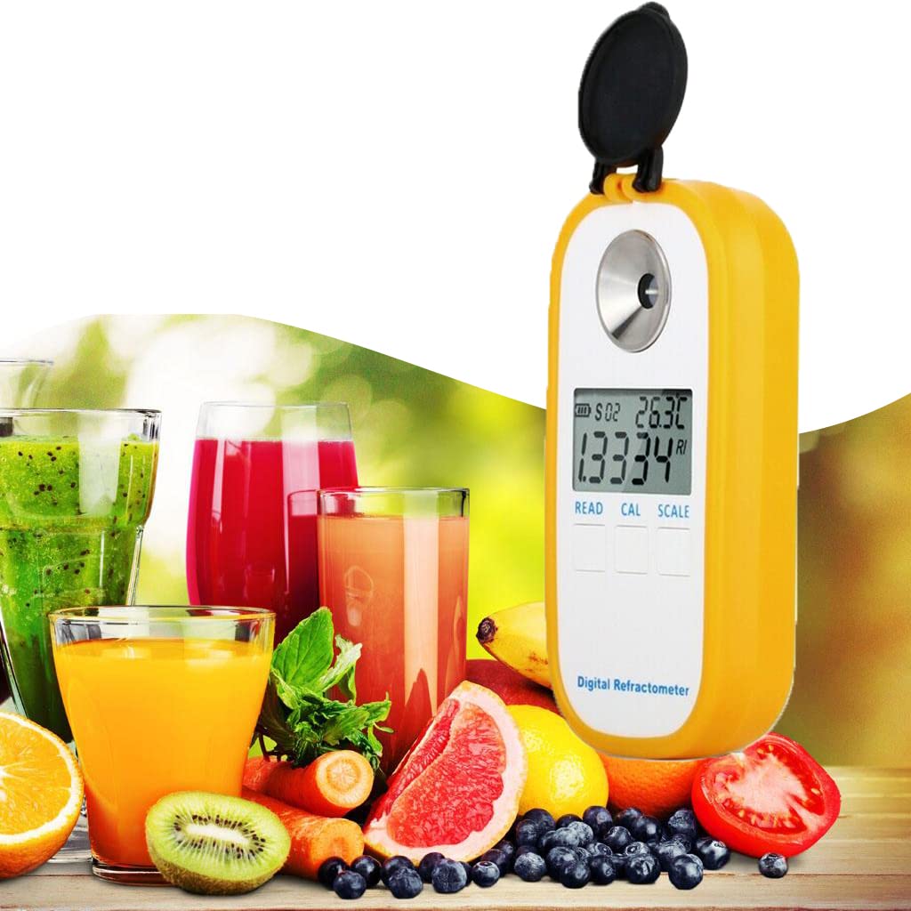 Digital Refractometer Brix Meter Sugar Content Meter Detector Tester for Fruit Juice Syrup Puree Ade Drinks Brix 0.0 50.0 Percent Refractive Index 1.3330 to 1.4200nD