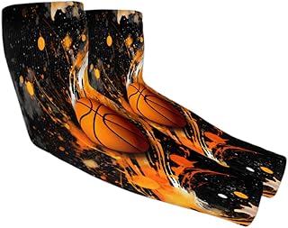 UV Sun Protection Arm Sleeves,Basketball Ball Gardening Sleeves with Thumb Hole Farm Cooling Arm Sleeves for Women Men