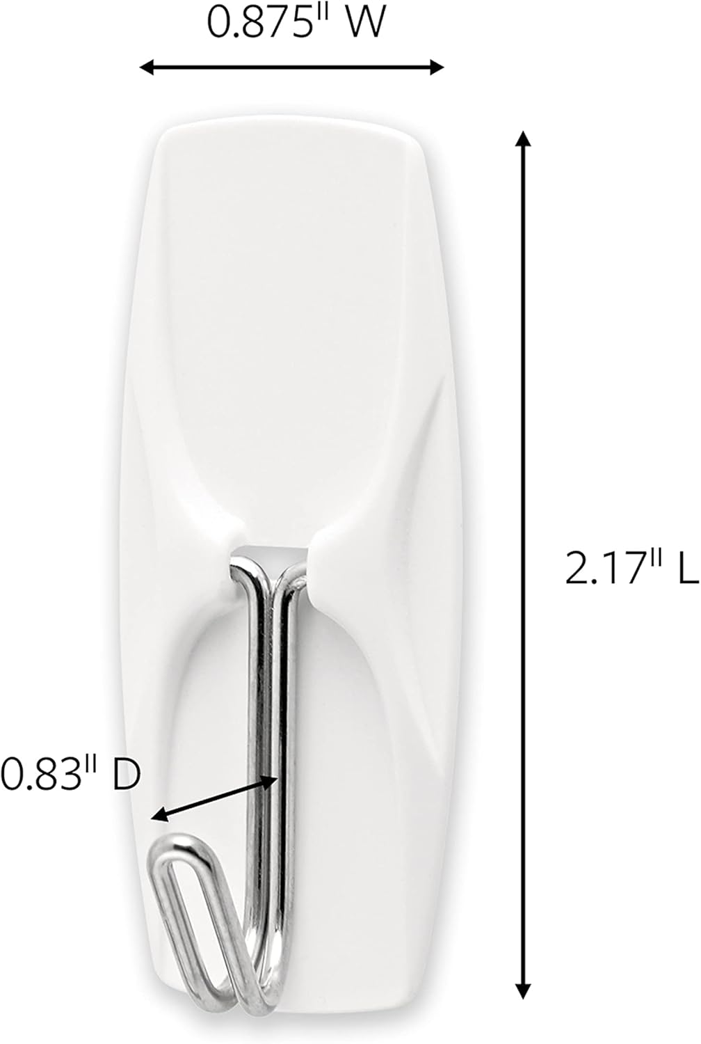 Command Wire Toggle Hook, Medium, White, 2-Hooks (17065-ES), Organize Damage-Free