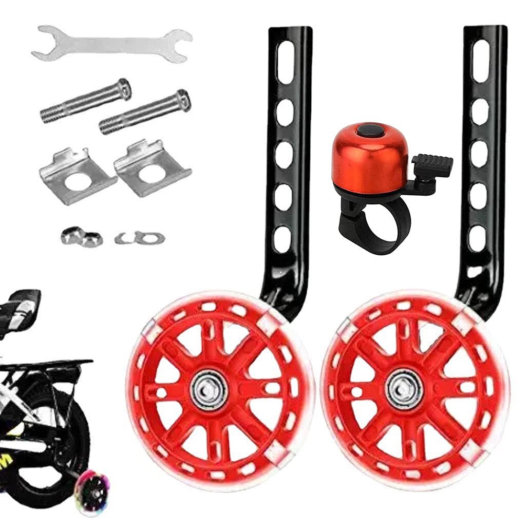 Bicycle Training Flash Wheels, Children's Bike Stabilizers Support Wheels Bike Steel Frame for 12 14 16 18 20 Inch Kids Riding Safety Equipment
