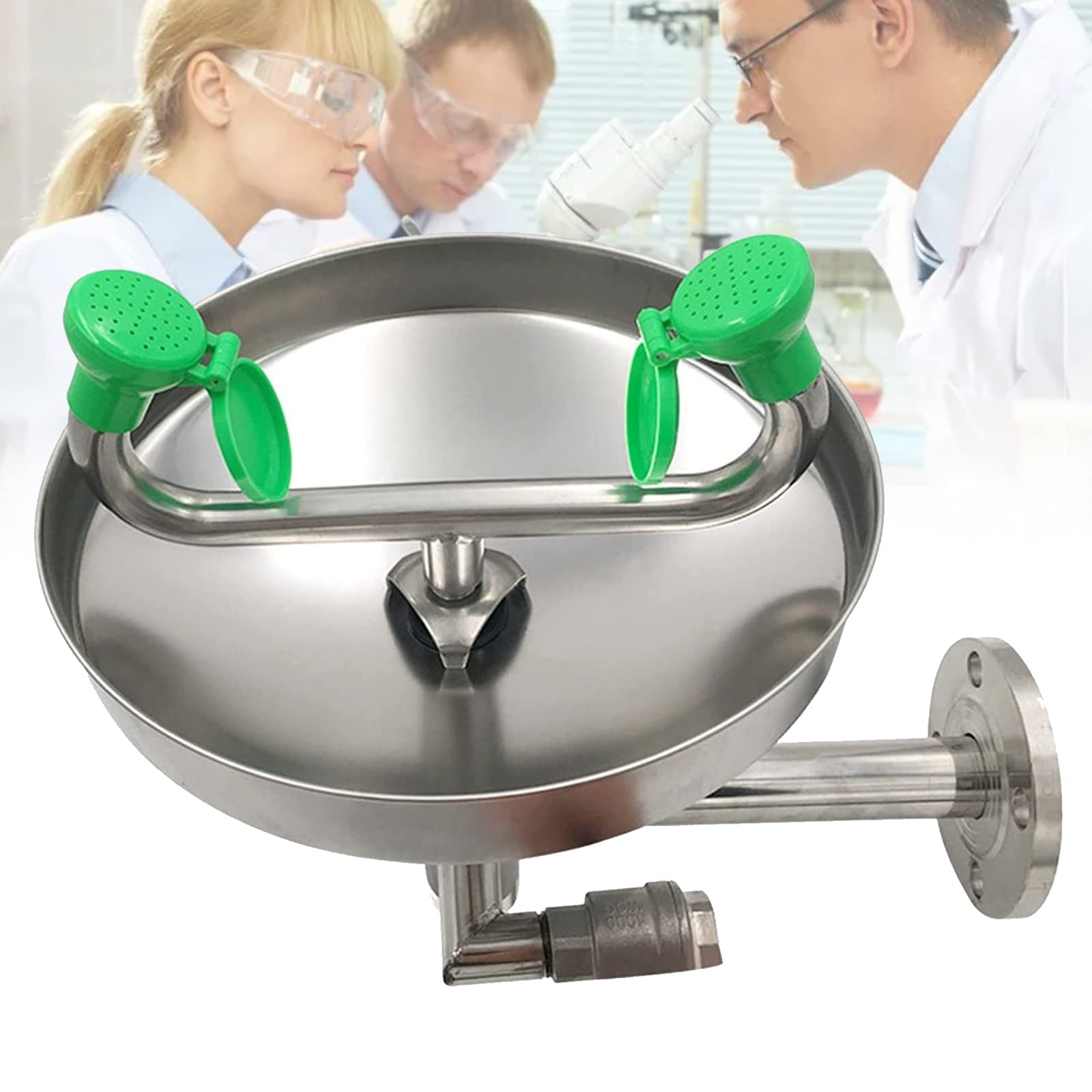 Stations de lavage oculaire, station de lavage oculaire murale en acier inoxydable avec deux têtes de pulvérisation – Stations de lavage oculaire d'urgence – Fonctionnement mains libres – Premie