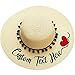 Custom Text Name Summer Sun Straw Hat Women Pompom Large Brim Beach hat Beige