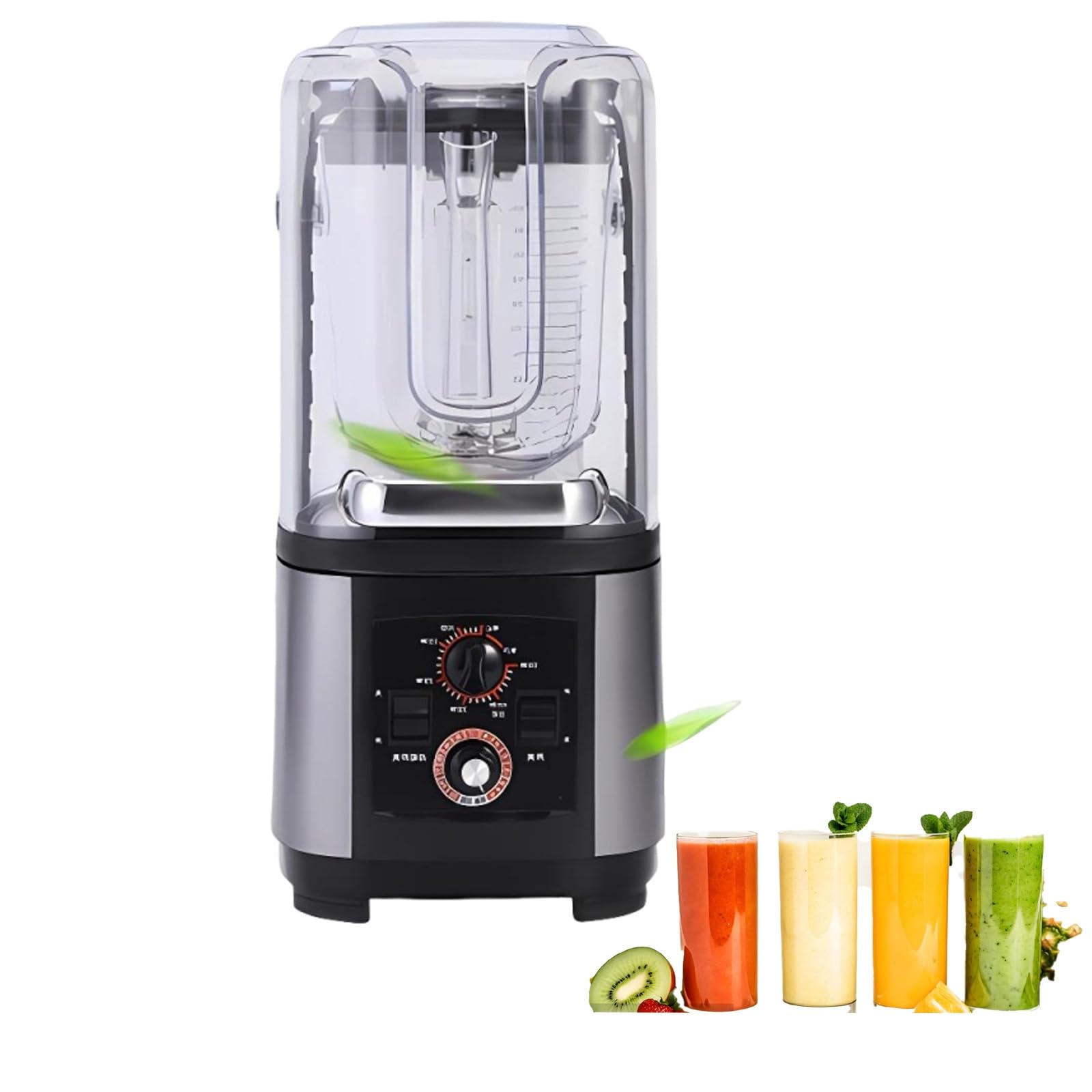 GYKOZY Heavy Duty Blender with Soundproof Cover, 2200W Motor, 2L Pitcher, Ice Crushing Smoothie Maker, Variable Speed, Self Cleaning