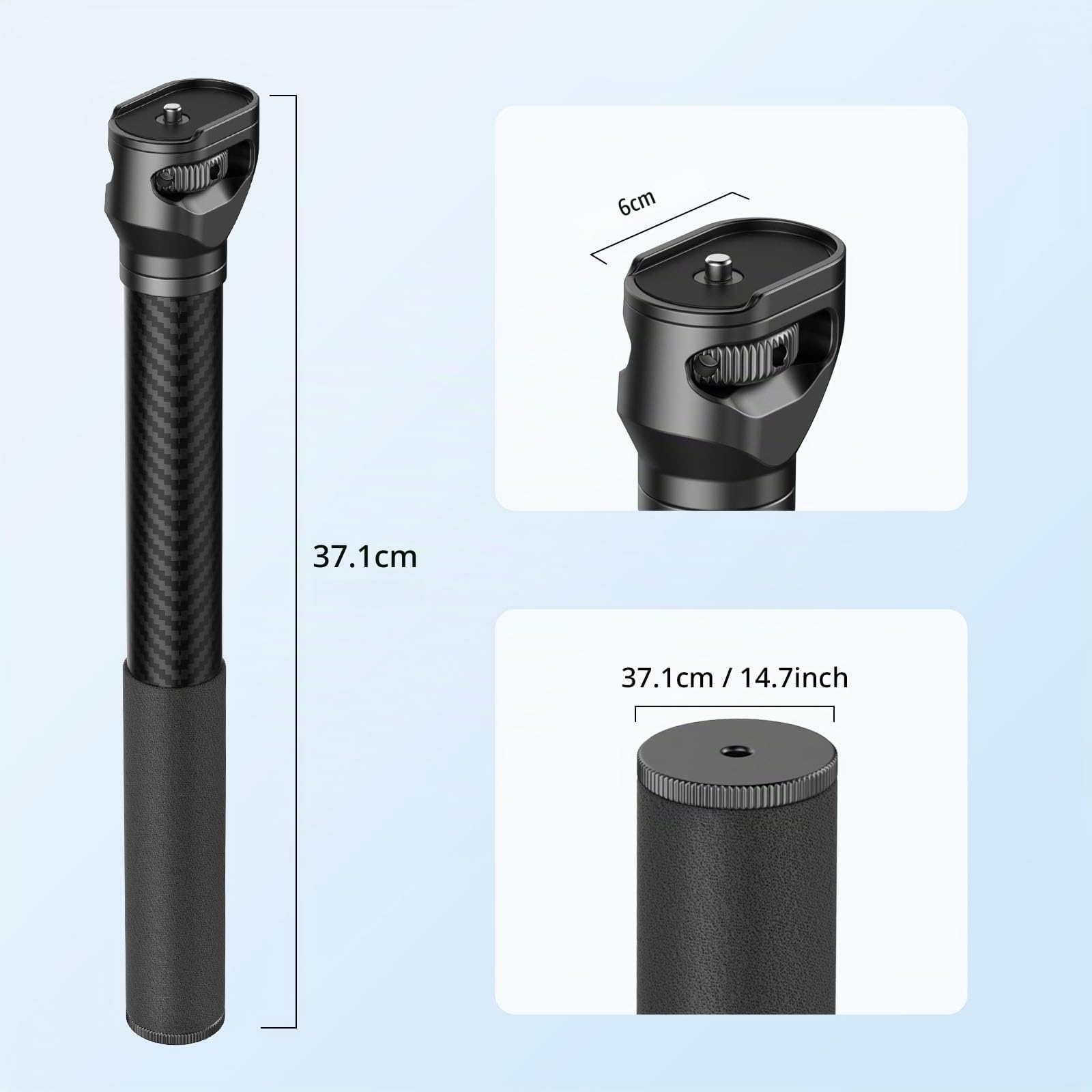 SMALLRIG Asta di Prolunga per Giunto Cardanico, Braccio in Fibra di Carbonio 15"/37 cm con Deflettore Antideflessione e Vite 1/4"-20 per DJI RS 4/4 Pro/4mini/3/3 Pro/3 mini/2-4378