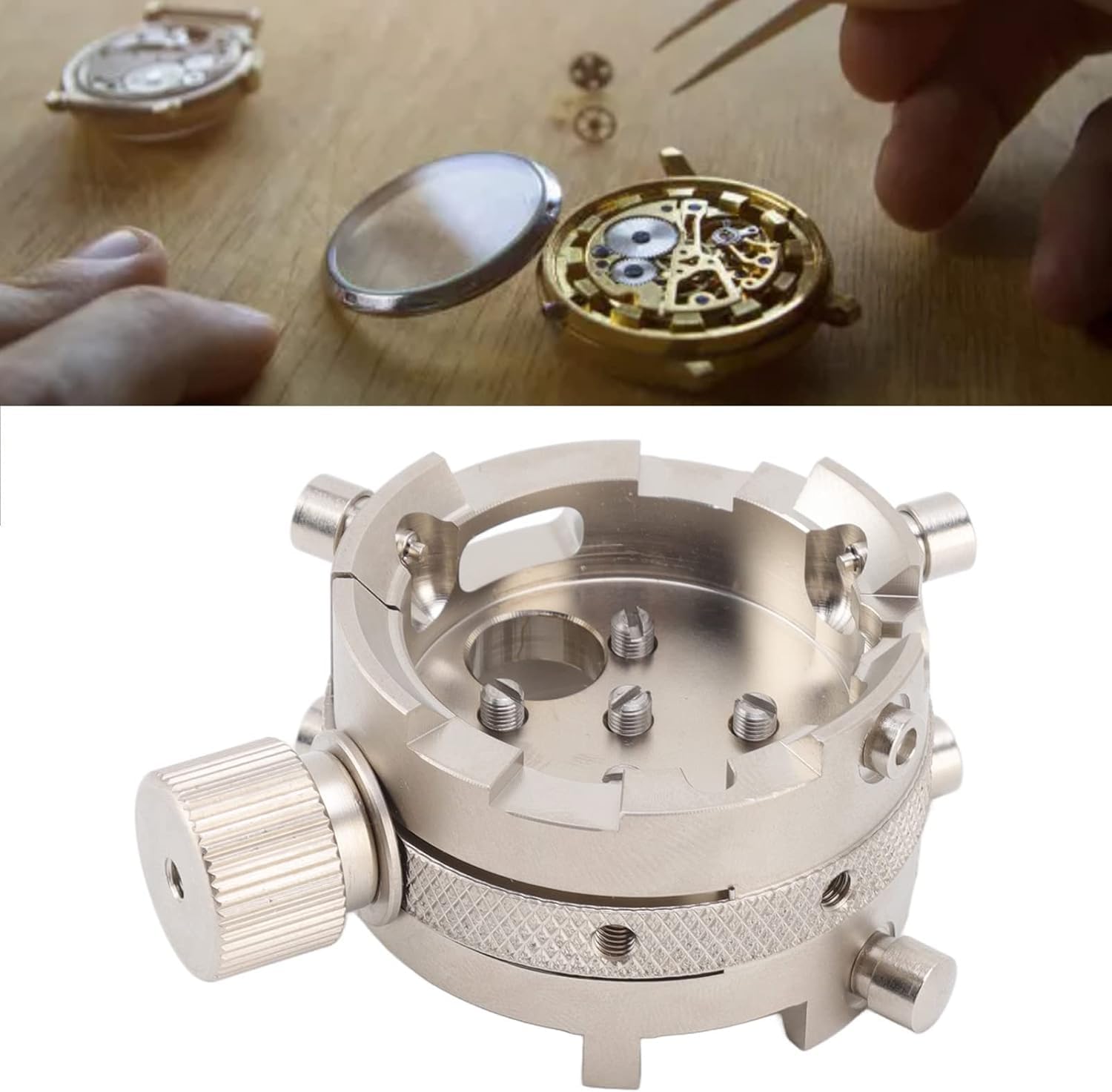 Base de Support de Mouvement de Montre en Acier Inoxydable, pour Outil de réparation 7750 avec colonnes en Laiton
