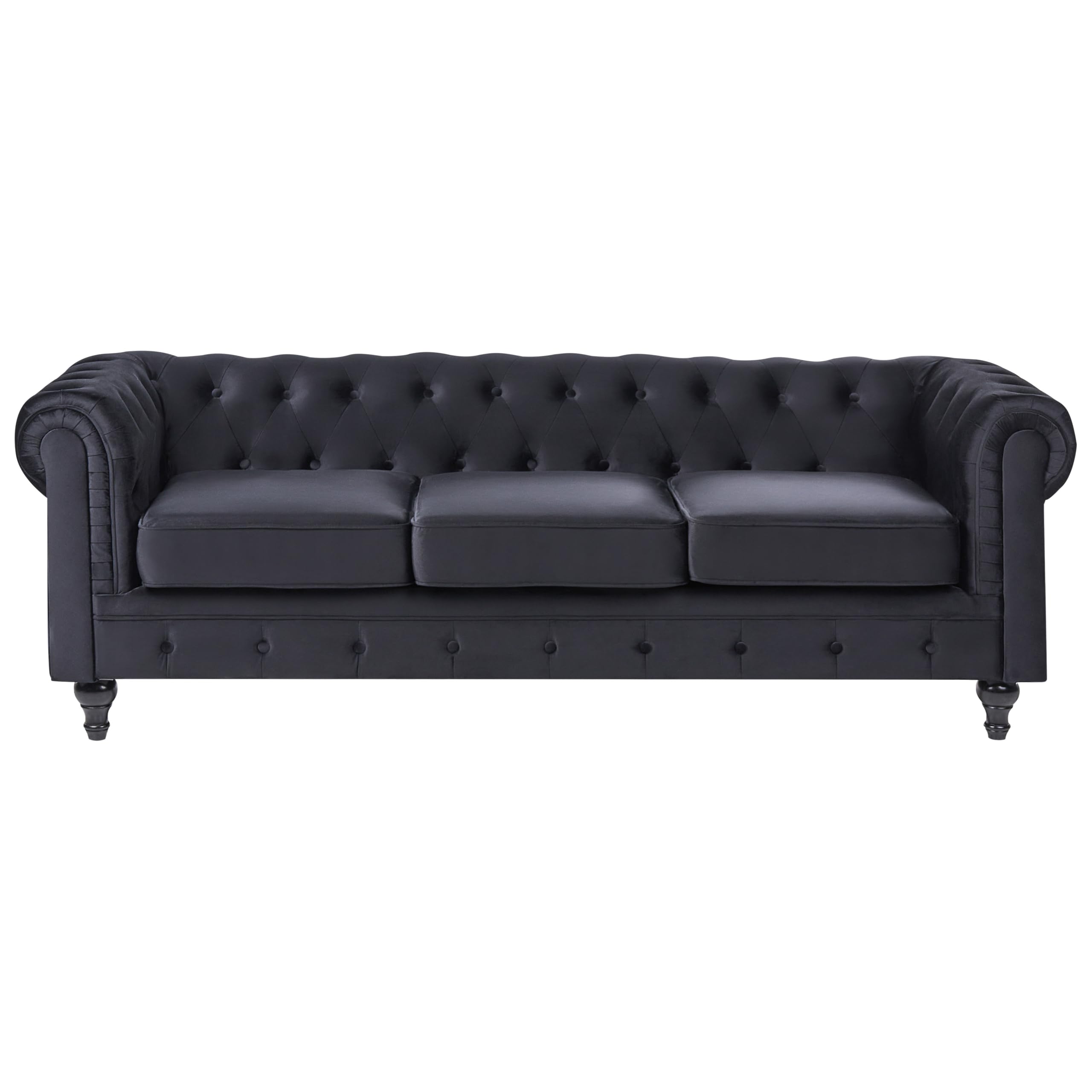 Wohnzimmer Set Sofa Sessel Samtstoff englischer Stil schwarz Chesterfield