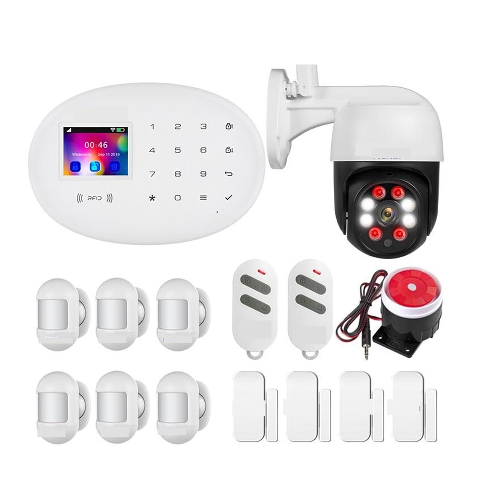 Di Allarme GSM Home Wireless APP Telecomando Allarme Antifurto Schermo Da 2,4 Pollici Sicurezza Domestica 4G(Kit2)
