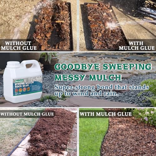 Image of Mulch Gravel Glue for Landscaping 35 Oz - Fast-Drying Rock Pea Glue, Waterproof Gravel Binder, Clear Adhesive for Rocks, Mulch, Pebbles, Rubber Outdoor Landscaping, Non-Toxic and Pet-Friendly