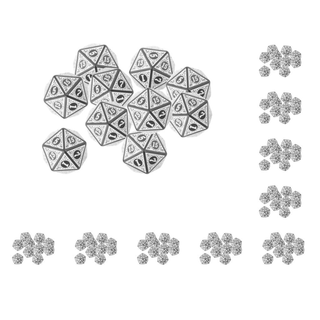 Lot de 10 dés polyédriques résistants à l'usure pour MTG, jouets, cadeau, RPG, blanc, 20 mm