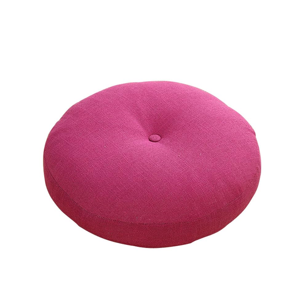 kuyouqi Indoor Outdoor Round Thick Seat Cushion, Breathable Soft Seat Pad Linen Chair Pads for Dining Home Floor Sofa Reading Corner Garden Camping Blanket (Rose Red, 40x40cm(16x16inch)) — image 1