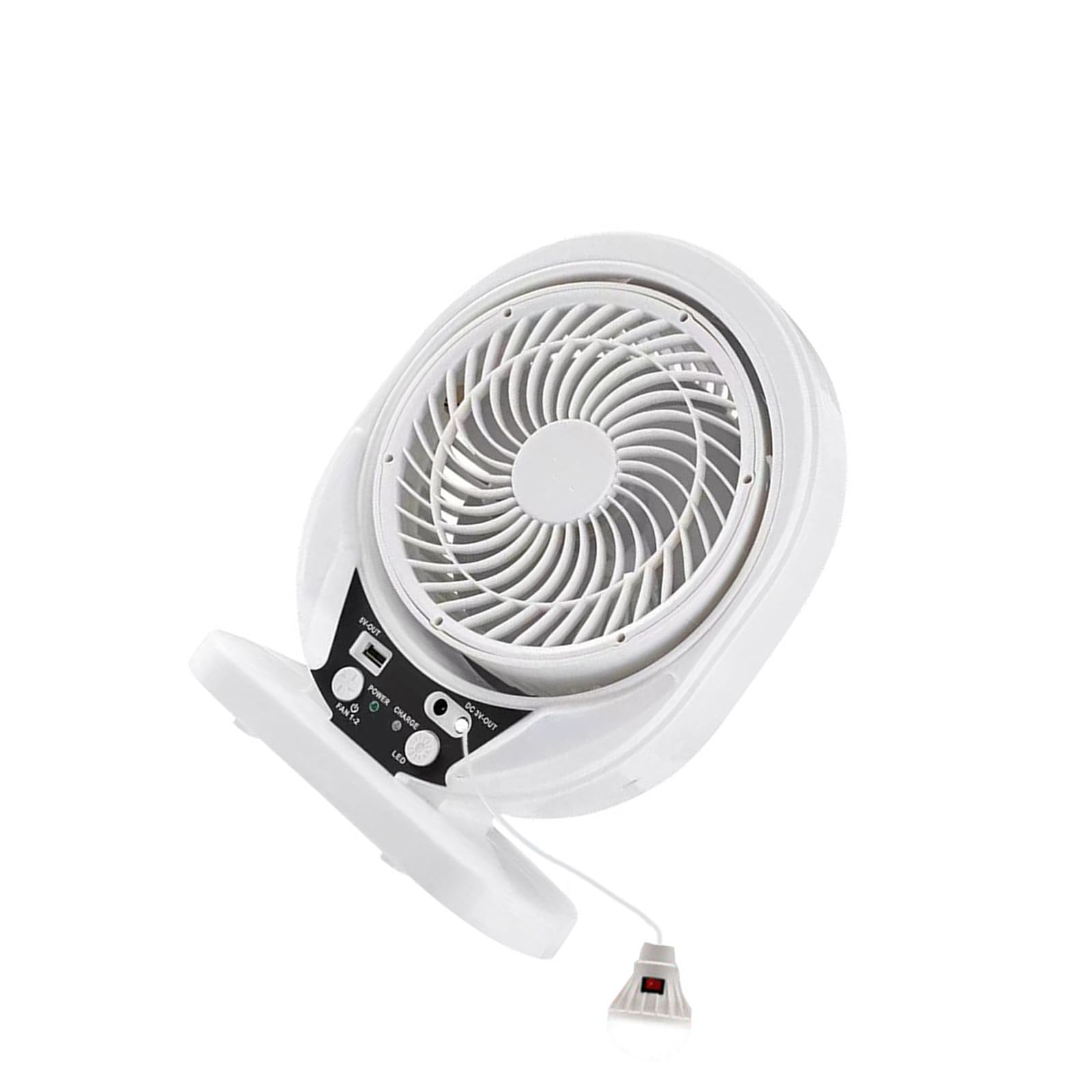 Buxuaaaa Solar Charging Desk Fan USB Run Quiet Refrigerating Fan Constructed in LED Light Modifiable Mount Inside Use Solar with USB Charging