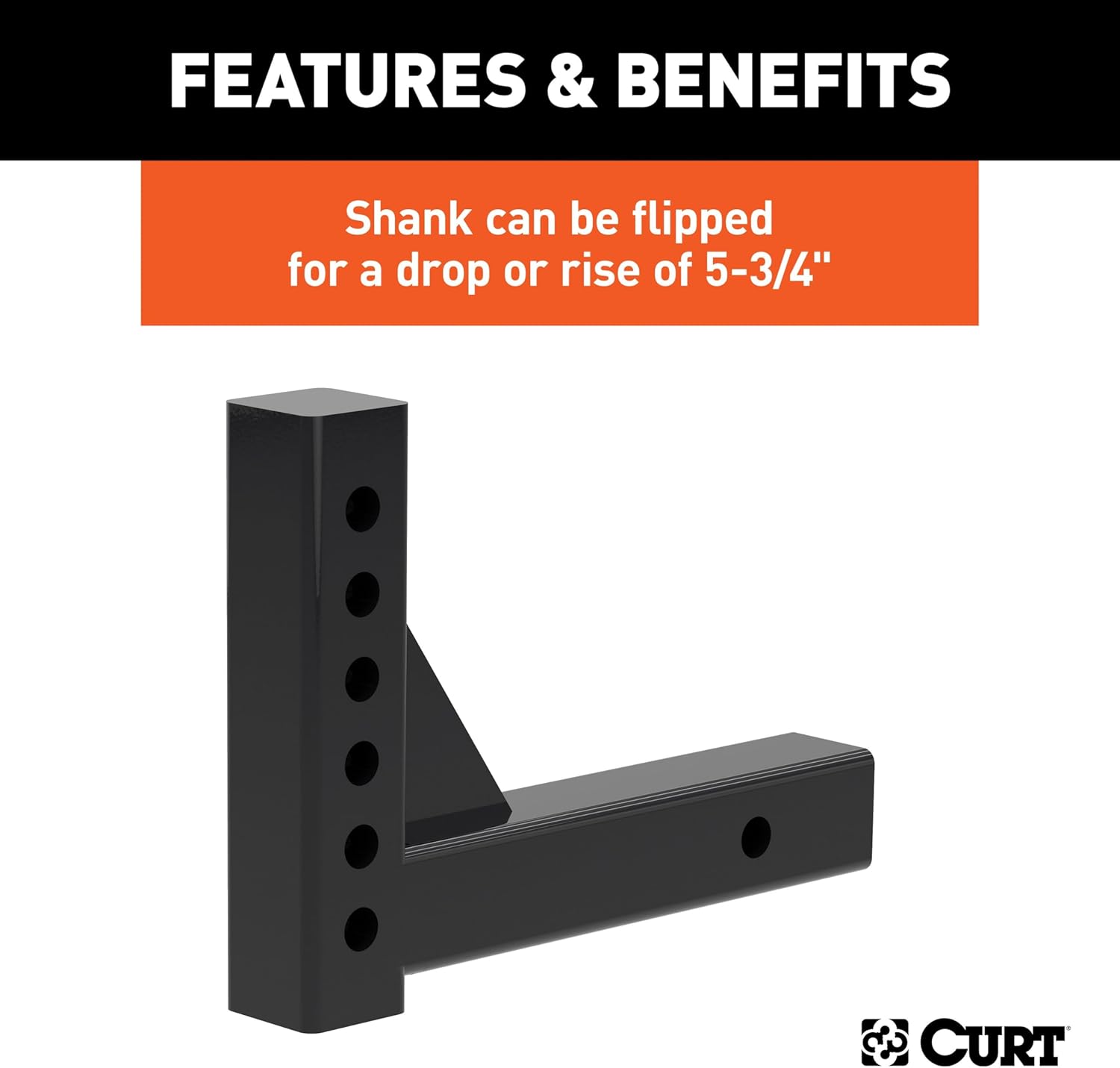 CURT 45059 Replacement Shank for Adjustable Trailer Hitch Ball Mount #45799 or #45049, Fits 2-Inch Receiver