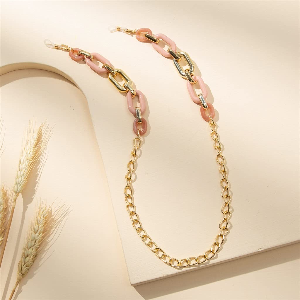 Leopard-Acryl-Sonnenbrillenkette Damen-Lesebrillen-Brillenkette Brillenkordelhalter Umhängeband Lanyard 65 cm (Color : C, Size : Length-70CM) (E Length)