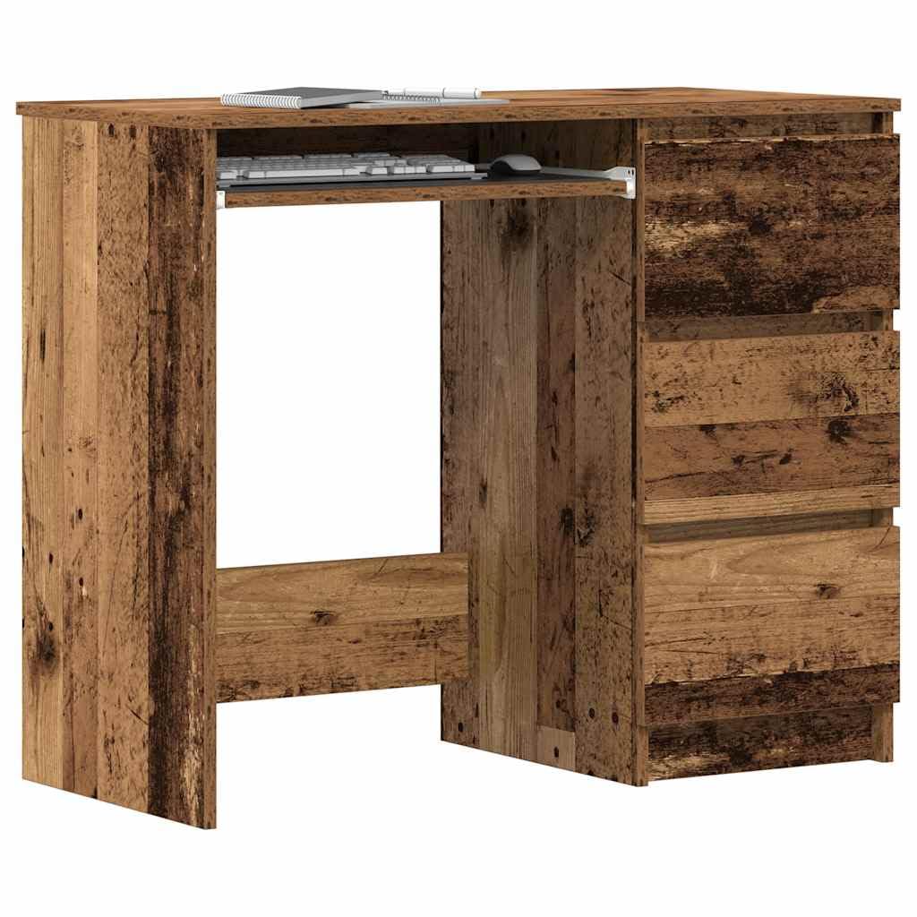 vidaXL Bureau vieux bois 90x45x76 cm bois d'ingénierie, bureau d'ordinateur, bureau d’écriture, mobilier de bureau à domicile, bureau d'étude