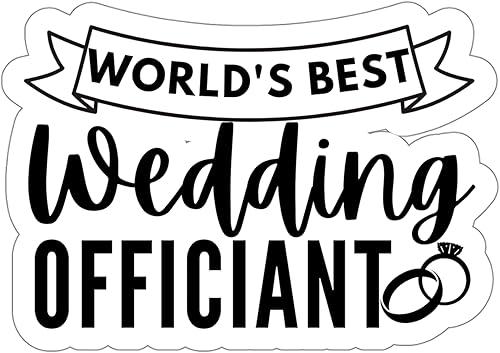 Miniatura 1 de World's Best Wedding Officiant - Calcomanía impermeable para ventana, vinilo pequeño impermeable para botella de agua, taza, libro de pasaportes,