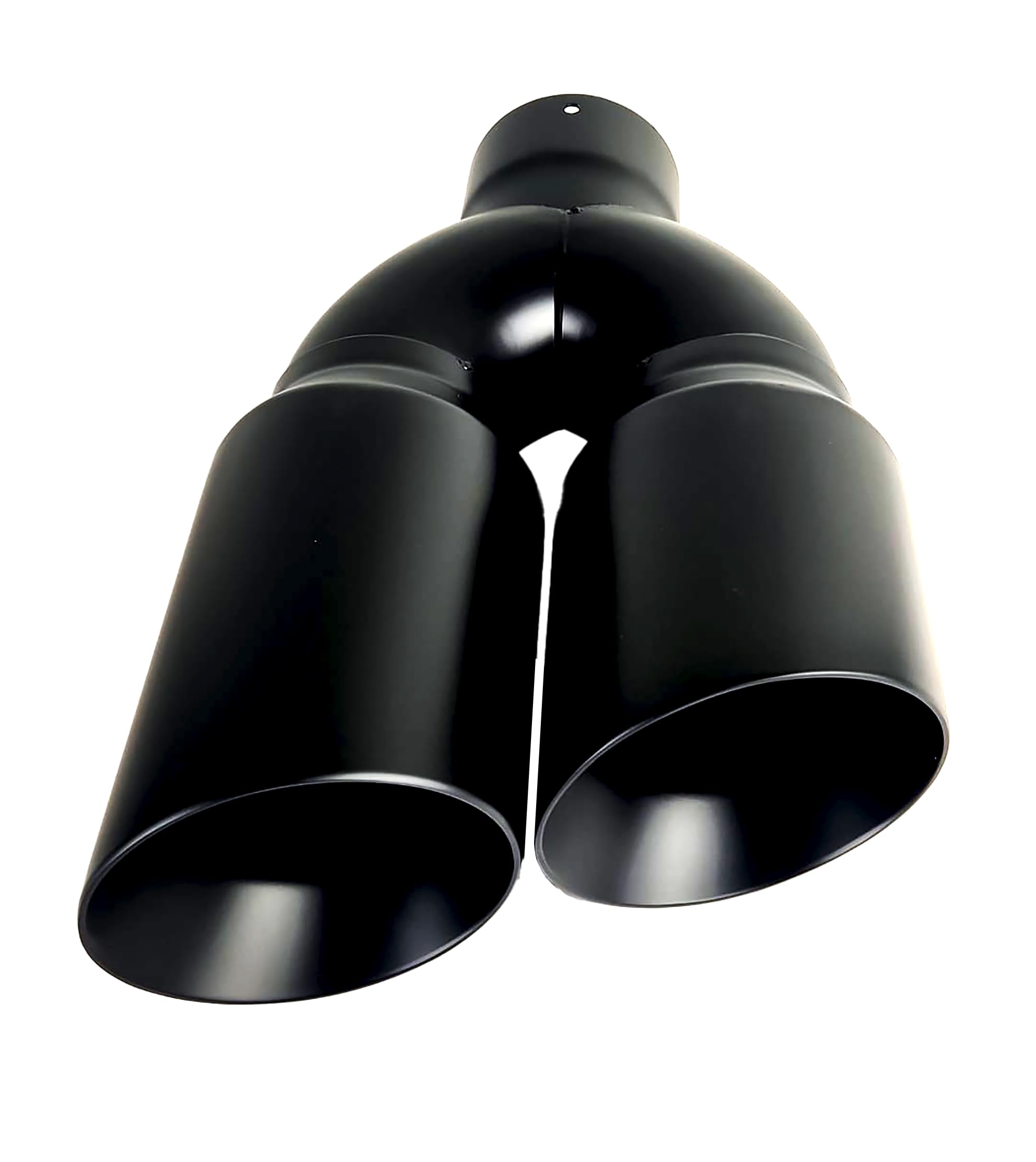 NETAMI 3" Inlet to 4" Outlet Dual Exhaust Tips Super Gloss Black Powder Coated Stainless Steel Double Wall Angle Cut Side Exit 3" x 4" x 12"