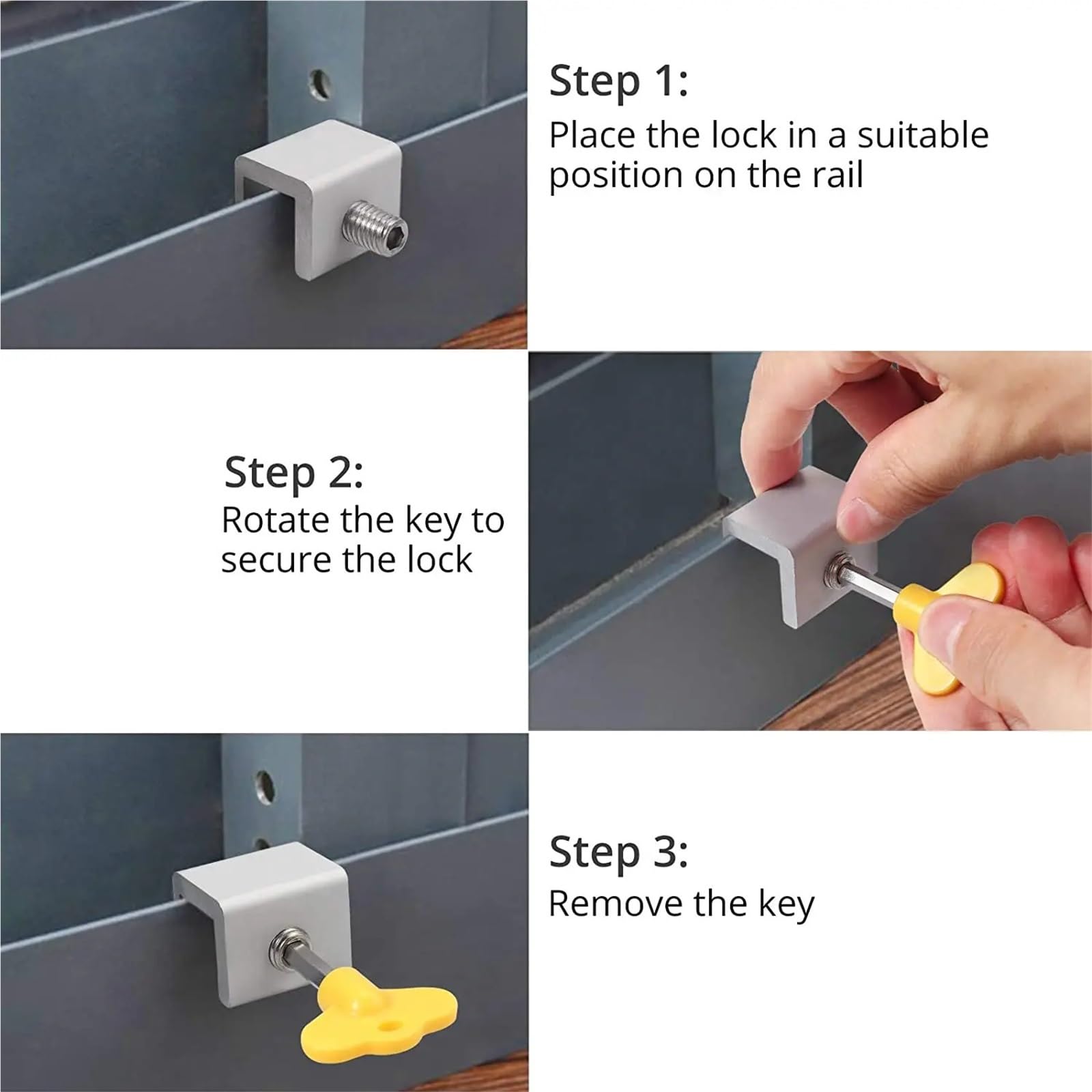 10pcs Window Locks Adjustable Sliding Door Lock with Key Stopper Aluminum Security Safety Für Zuhause