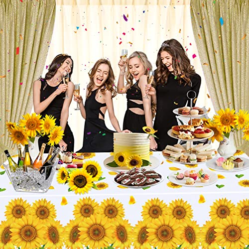 Dvaorc TB-1 4 Pack Sunflower Tablecloth 51 X 86 Inch Plastic Rustic Sunflower Tablecloth Sunflower Party Tablecloth Sunflower Birthday Party Table Cloth Sunflower Table Covers thumb #5