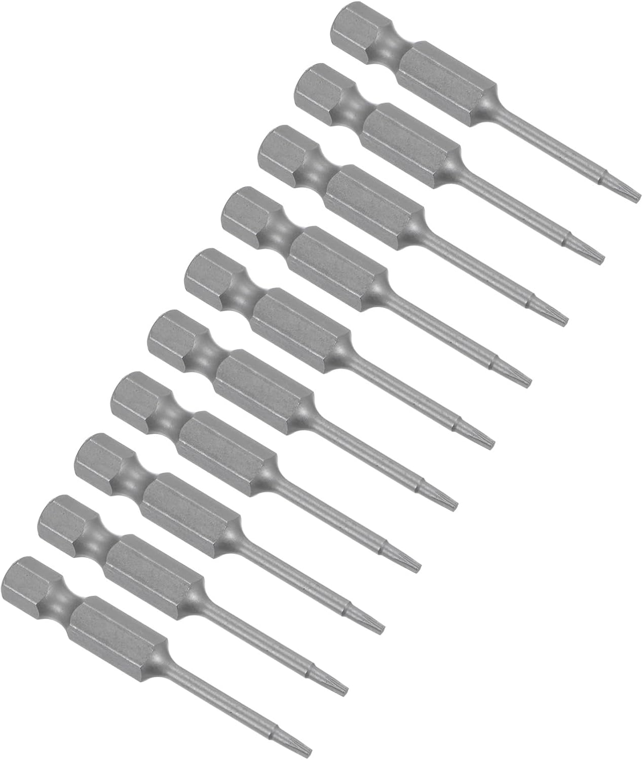 Magnetic Torx Screwdriver Bit, T5 50mm Length 1/4" Hex Shank, S2 Steel Star 6 Point Drill Driver Tamper Proof - (Applications: for Auto Repair), 10-Pieces