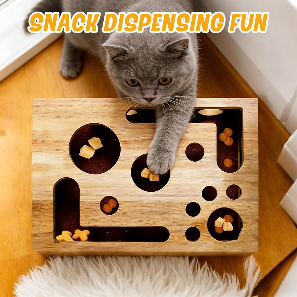 Caja de Enriquecimiento de Lima de Uñas para Gatos, Puzzle Rascador para Gatos, Juguete de Enriquecimiento para Gatoses Domésticos,Caja de Madera para Gatoses,Juguete Interactivo(30 x 25 x 8 cm)