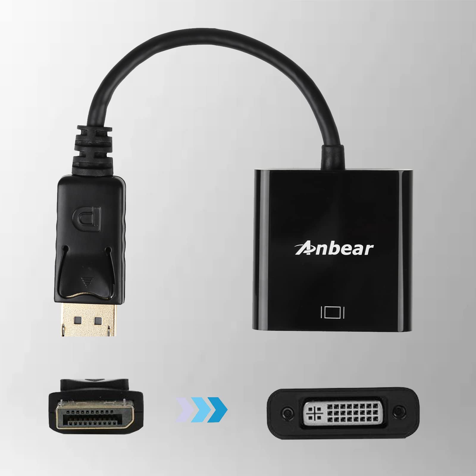 Lot de 10 adaptateurs DisplayPort vers DVI (mâle vers femelle) compatibles avec ordinateur, ordinateur de bureau, ordinateur portable, PC