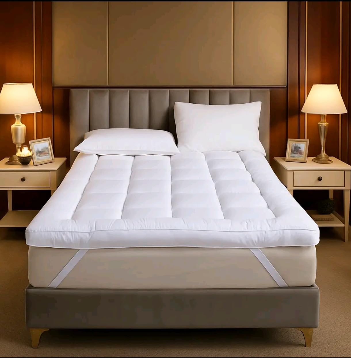 I&S Home White Mattress Topper Small Double Bed - 1100 Gsm 10Cm Microfibre Filling, Thick Hotel Quality Mattress Topper - Soft Breathable With Elasticated Straps - (122X190cm) (Small Double)