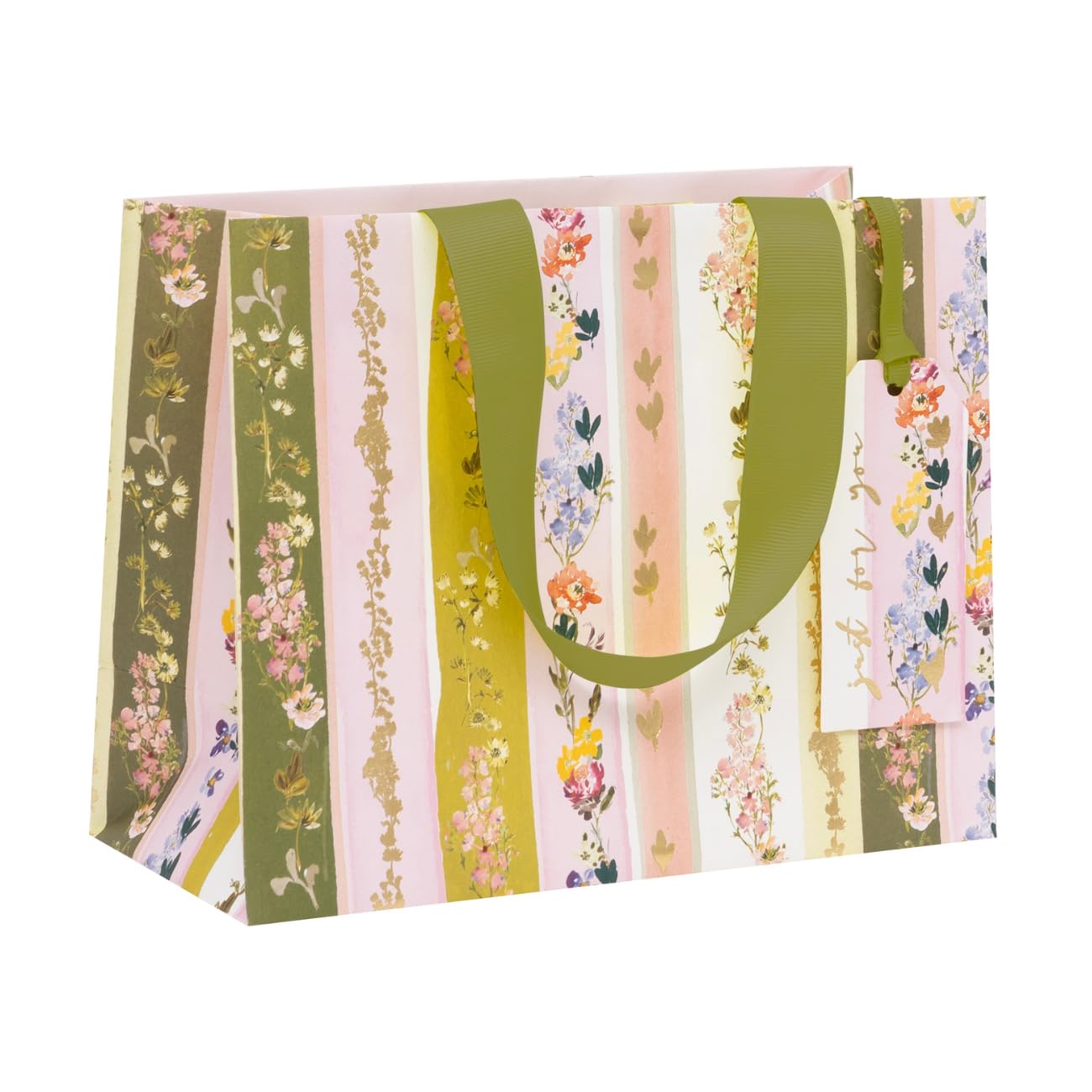 Glick Medium Landscape Gift Bag, Linea Floral, 175 x 225 x 100 mm, Luxury Recyclable Bag for Birthdays & Celebrations