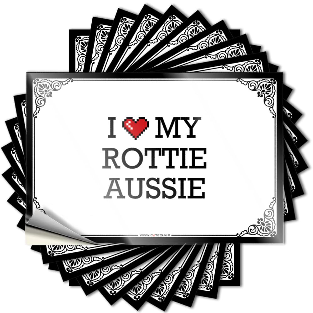 I Love My Rottie Aussie Bumper Spring Self Adhesive | Reading Cover Vinyl Sticker Pack for Indoor(8X12CM)