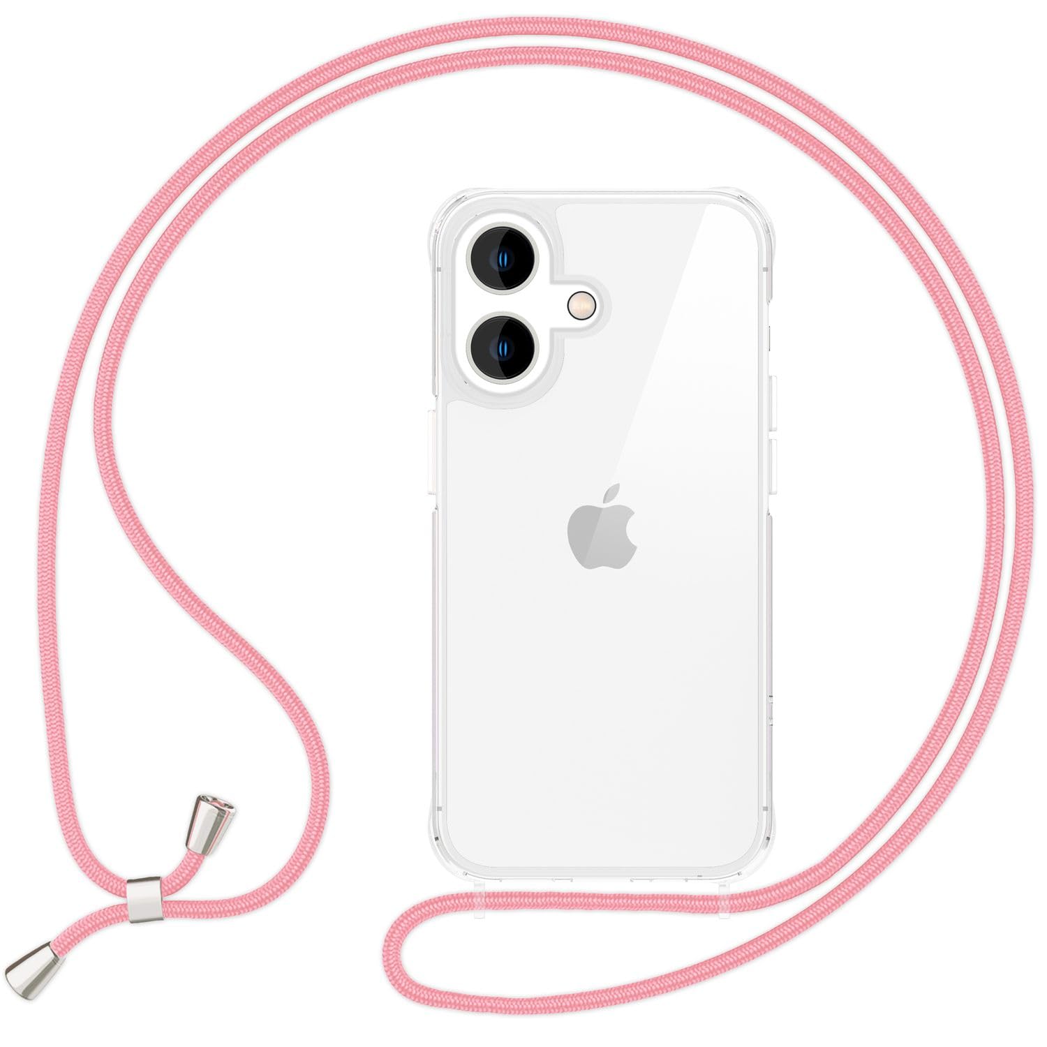 NALIA Necklace Case for iPhone 16 Plus, Transparent Hybrid Cover & Strap, HANGIT PRO (Anti-Yellow Back & Adjustable)
