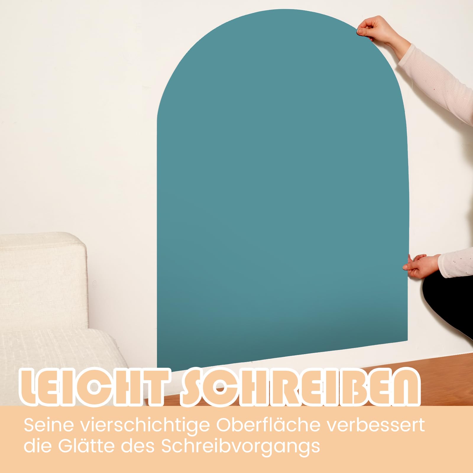 Magnettafel Kinder Selbstklebend, Magnetwand Kinderzimmer 80×100 cm Bogen（Türkis）