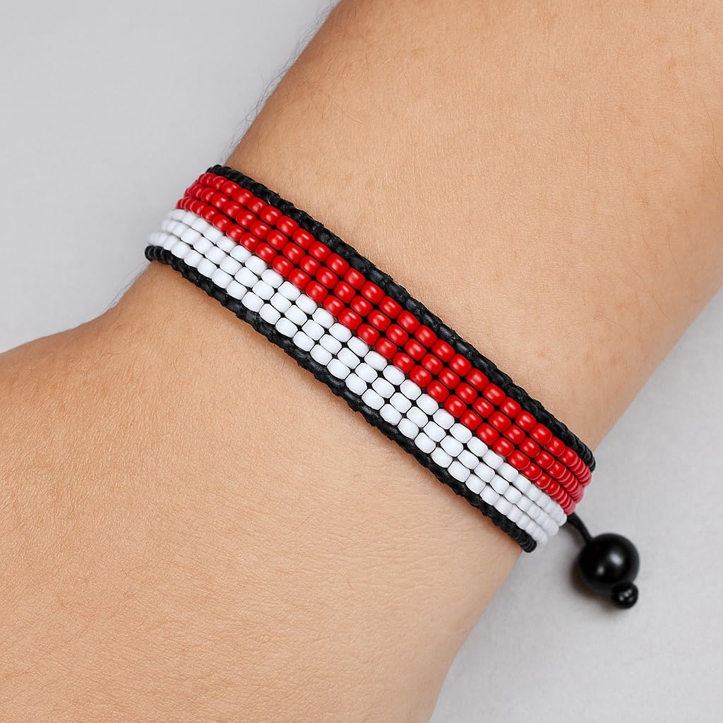 Indonesia Flag Bracelet, Adjustable, Boho Style Rope Bracelet for Women, Men, Thread String - Image 4