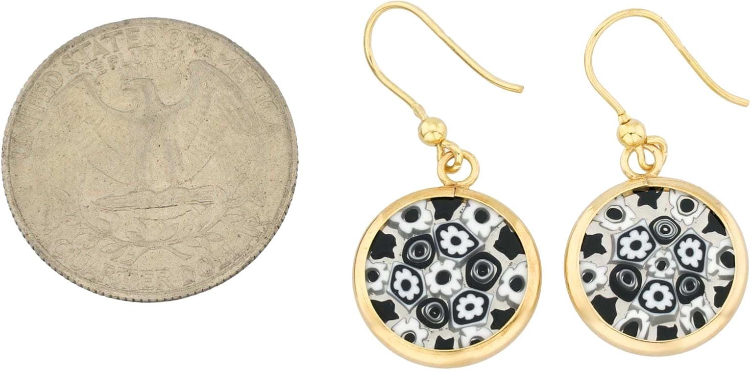 Glass Of Venice Murano Glass Millefiori Round Dangle Earrings - Gold
