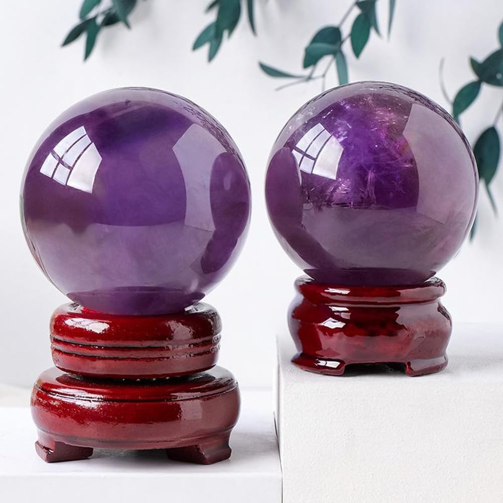 Ametystowa kula z drewnianym stojakiem, rzeźba kul z kryształu kwarcowego, ozdoba uzdrawiająca Fengshui Reiki, dekoracja z kamienia energetycznego,30~35mm