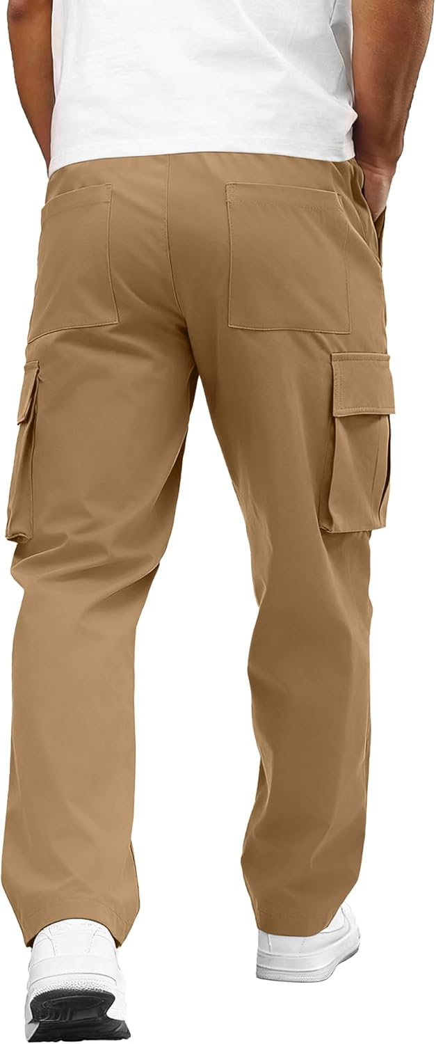 PLEPAN Mens Cargo Pants Casual Straight Leg Drawstring Elastic Waist Athletic Hiking Sweatpants - Image 2