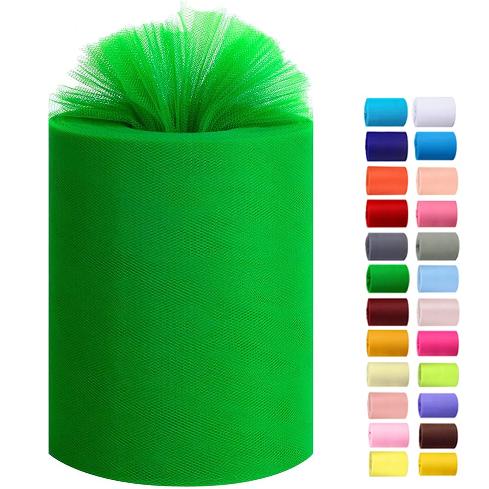 Tulle Rolls 6” by 100 Yards (300 feet) Tulle Roll Spool Fabric for DIY Tutu Skirts Wedding Baby Shower Crafts Decorations Party Supplies (White) — view 34
