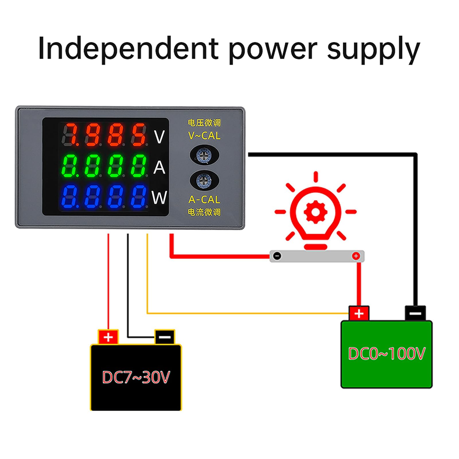 Aideepen Misuratore di Potenza, 3-in-1 Watt Voltometro Amperometro DC 0~100V 10A
