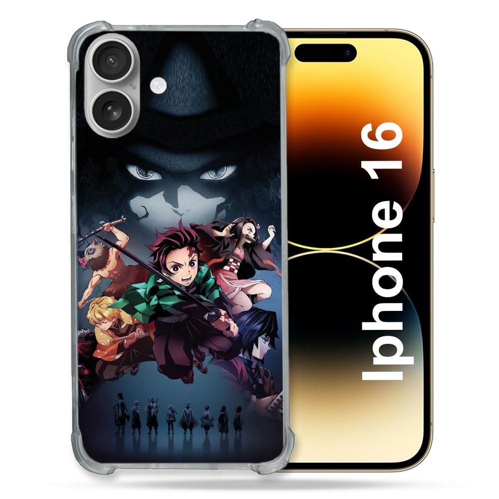 Cokitec Reinforced Case for Apple iPhone 16 Manga Demon Slayer Black