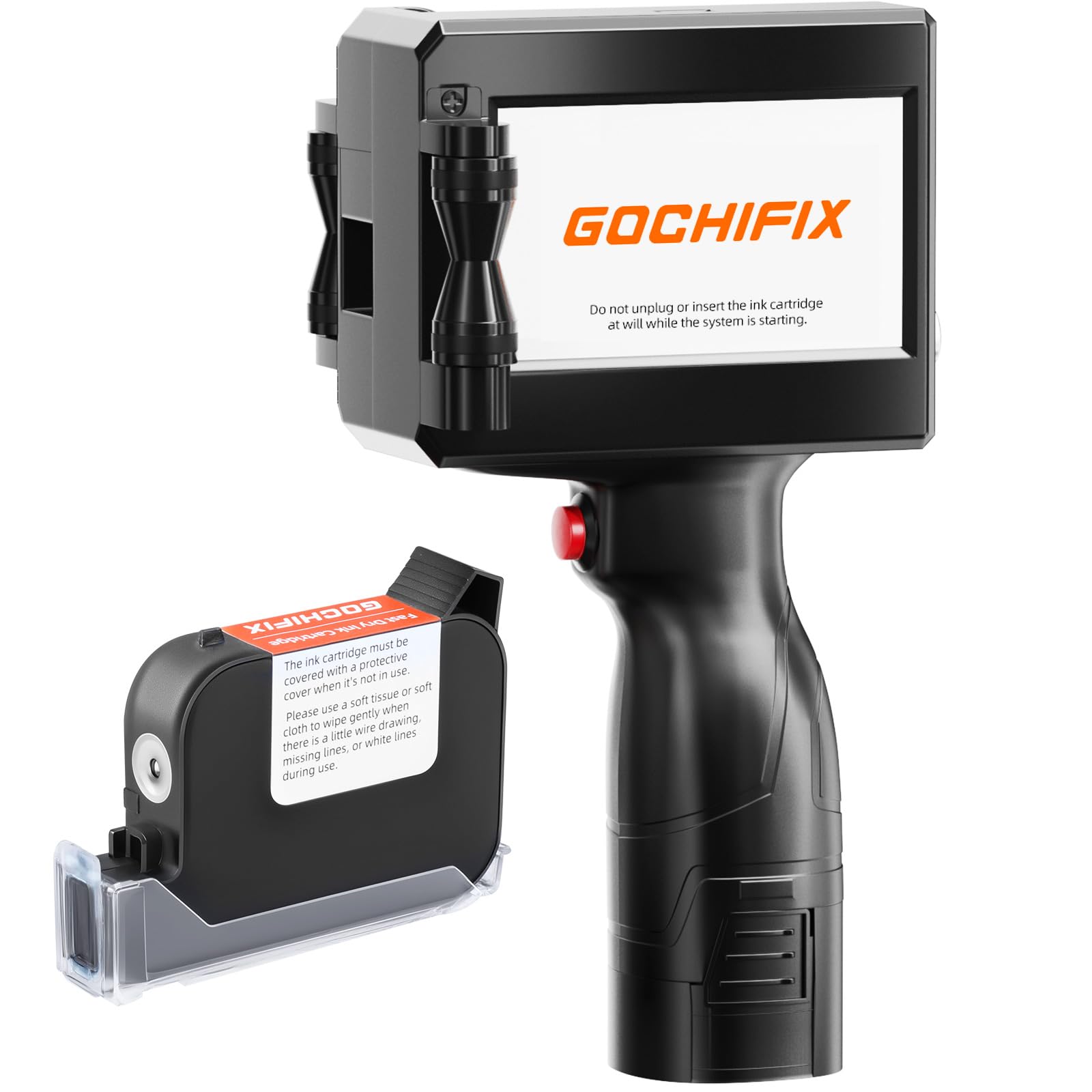 GOCHIFIX Handheld Inkjet Printer with 4.3'' Touch Screen Portable Handheld Printer Printing Height 0.08-0.5 Inch Inkjet Coding Machine for Text QRCode