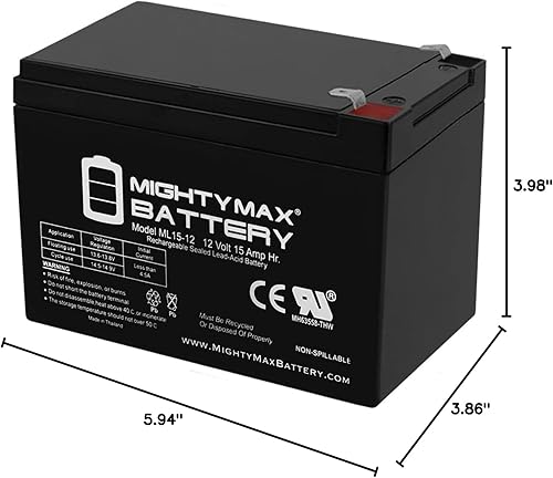Miniatura 8 de Mighty Max Battery Reemplazo de 12V 15AH F2 para Long Way LW-6FM14EVX, LW-6FM14