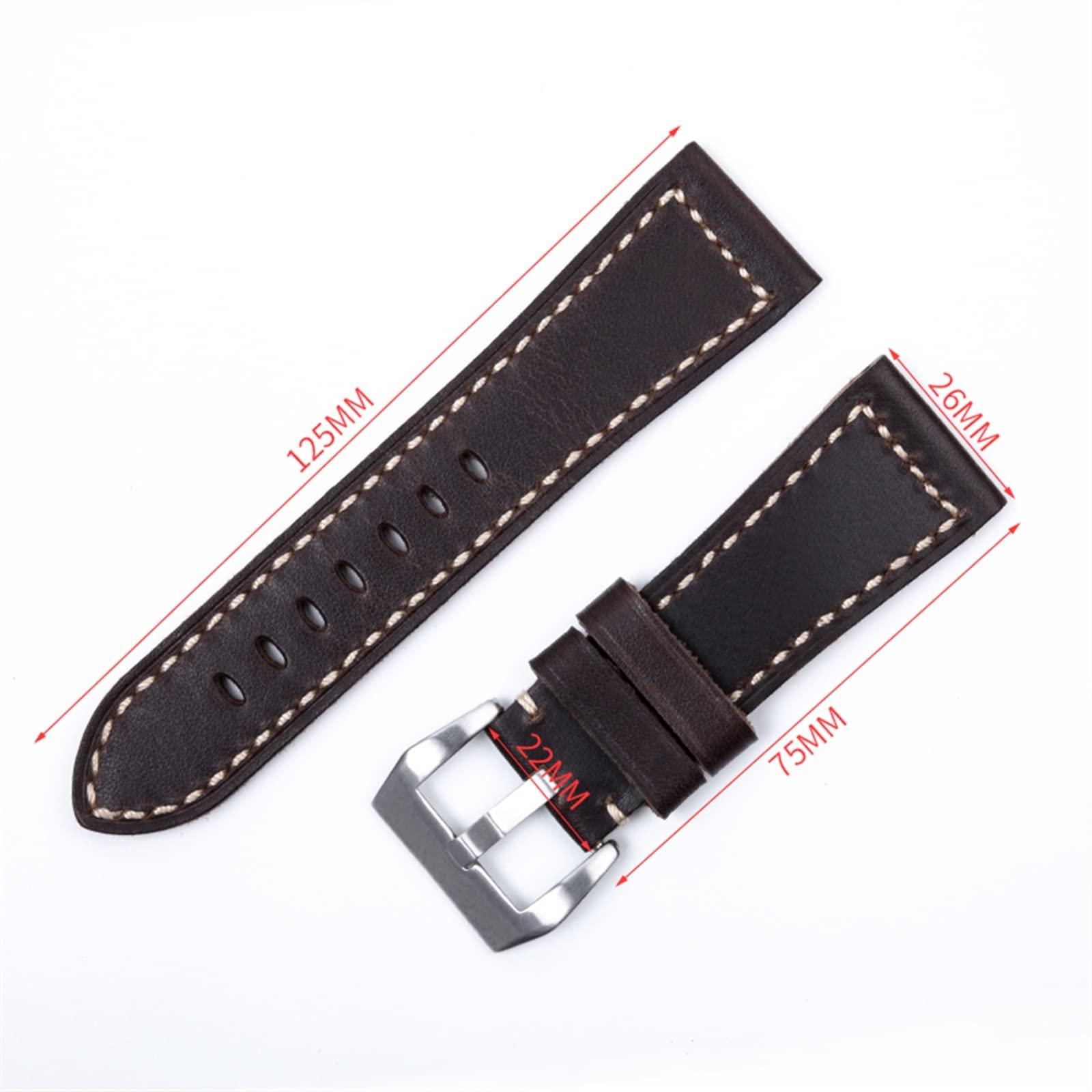 26mm handgefertigtes Uhrenband Italienisch braun schwarzes Rough Vintage echtes Leder -Uhrband Ersatz für Gurt Household faucets