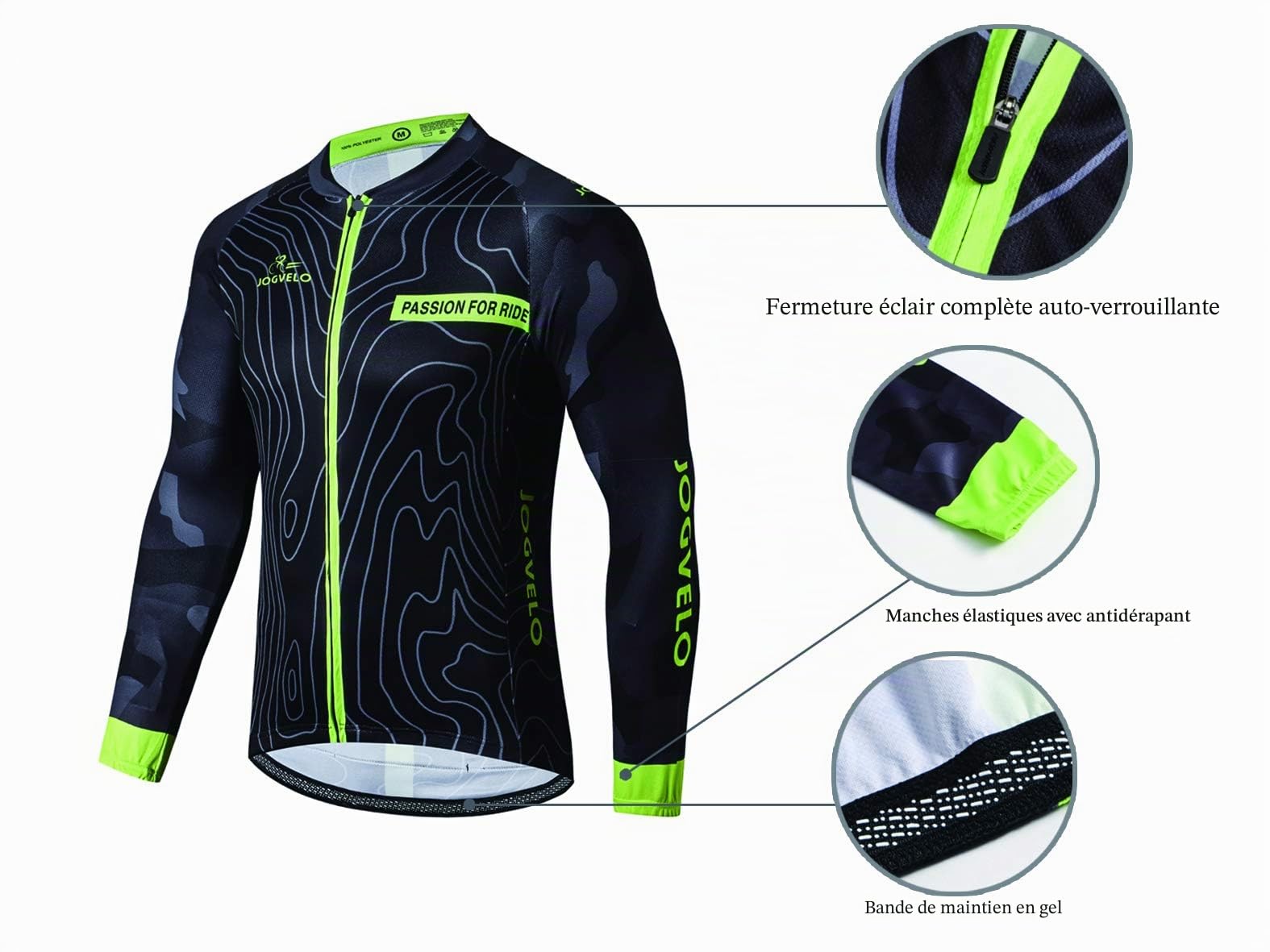 Cyclisme Maillot, Maillot Manches Longues + Pantalons 3D Coussin Réfléchissant Automne Hiver Pour Homme