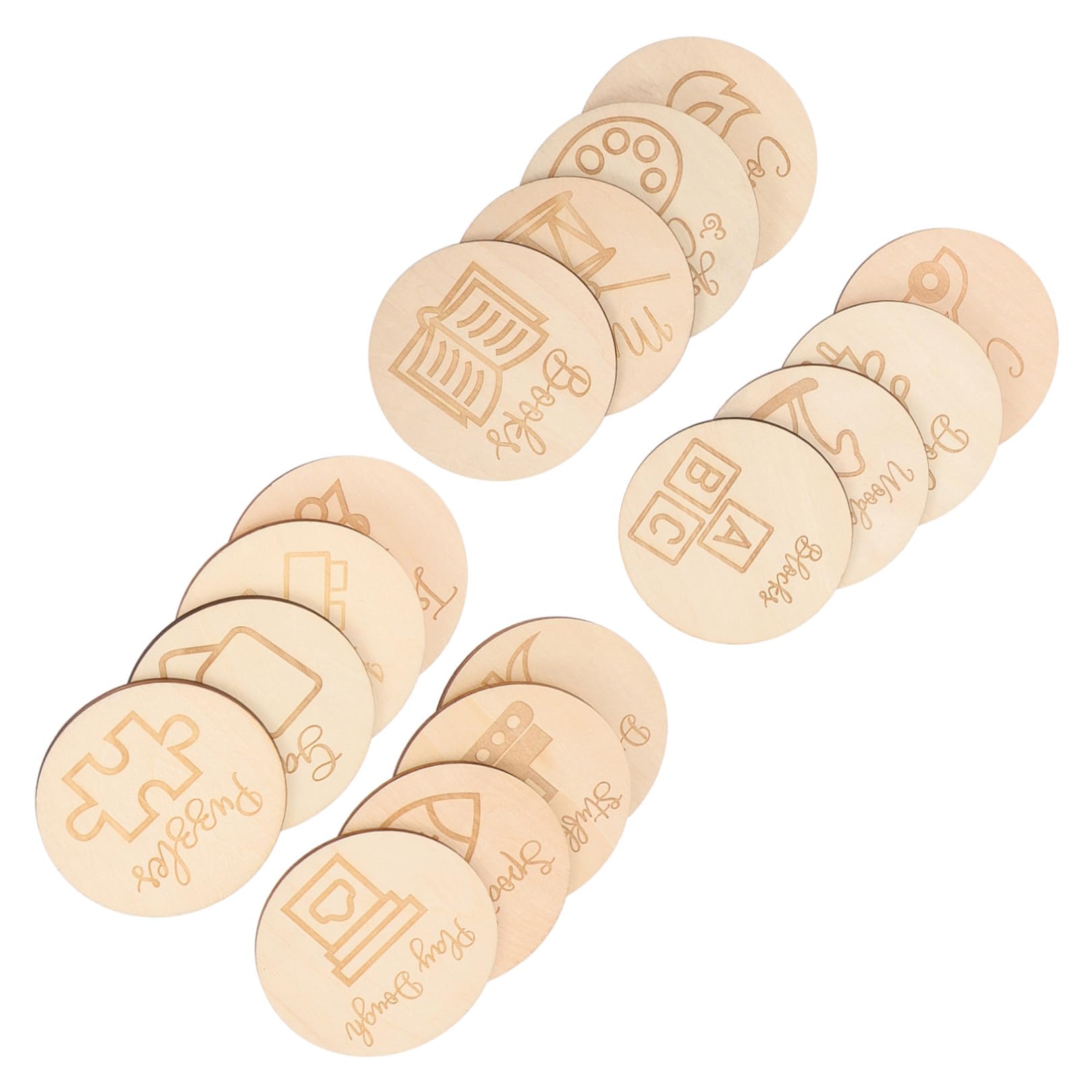 Gatuida 16 Etichette Rotonde in Legno per Giocattoli, per Organizer e Scatole, Decorative e Pratiche, per Asilo Nido e Casa